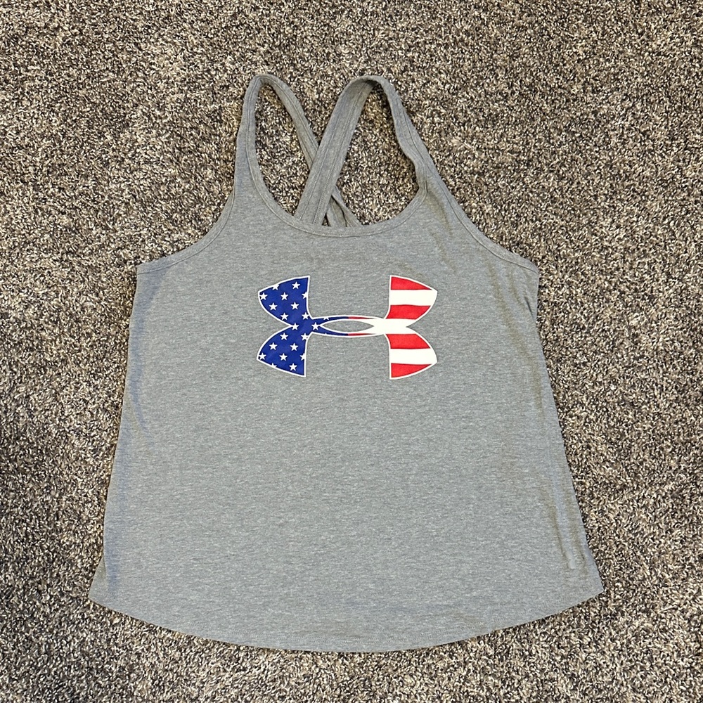 Under Armour Women's Gray Tank Top with Flag Logo